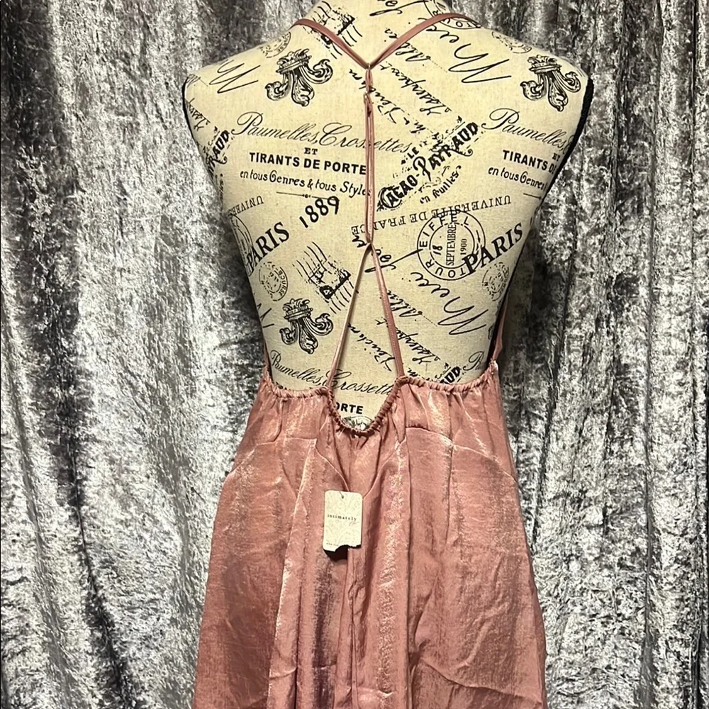 Soft Pink Babydoll Dress with Spaghetti Straps and Plunge Neckline for Cocktail